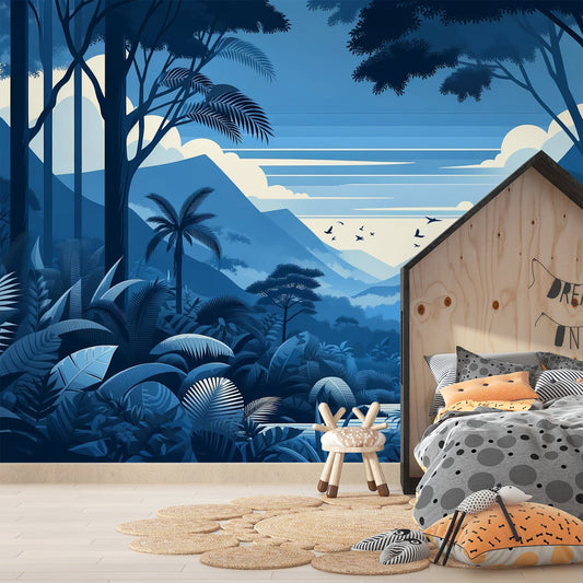 Dschungel Tapete | Wolken-Tal mit Vögeln