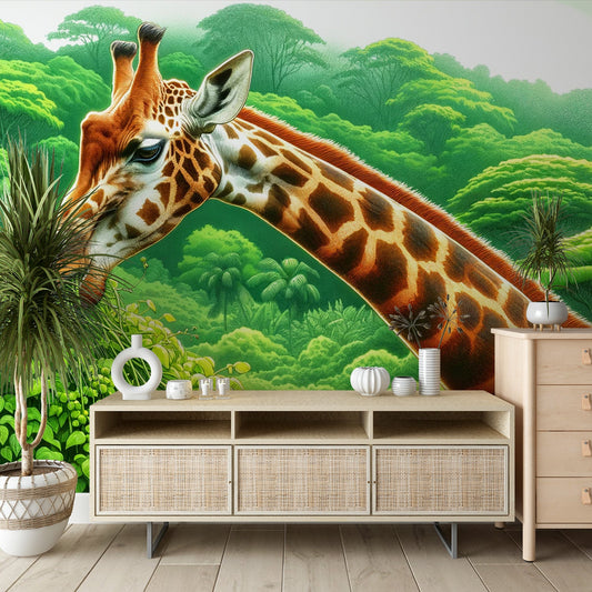 Dschungel Tapete | Majestätische Giraffe beim Essen