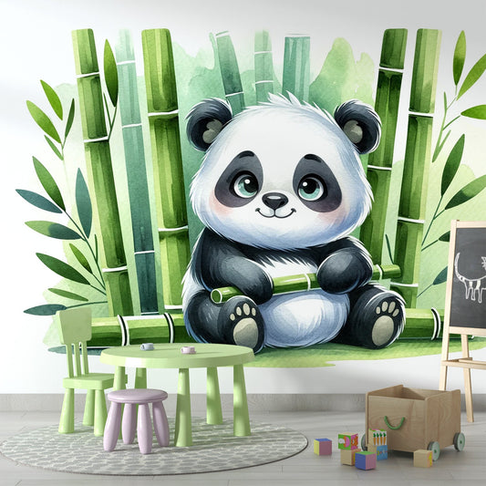 Tapete Tiere Panda | Niedliches Aquarell eines Baby-Pandas