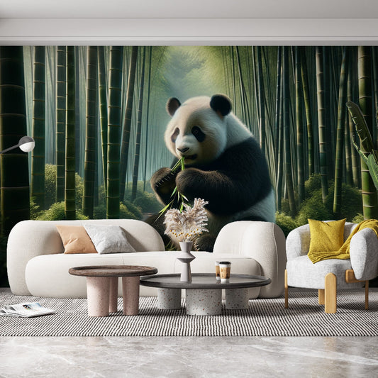 Tapete Tiere Panda | Realistische Fotografie im grünen Bambuswald