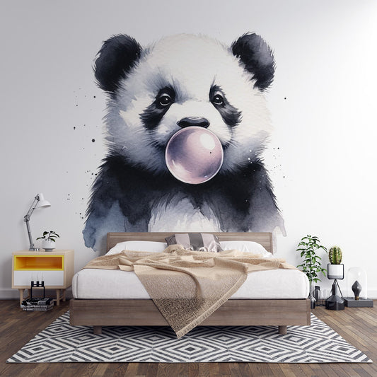 Tapete Tiere Panda | Tapete Panda mit Kaugummiportrait