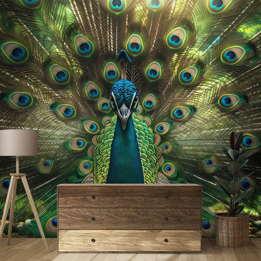 Tapete Pfau | Gesicht mit Federn