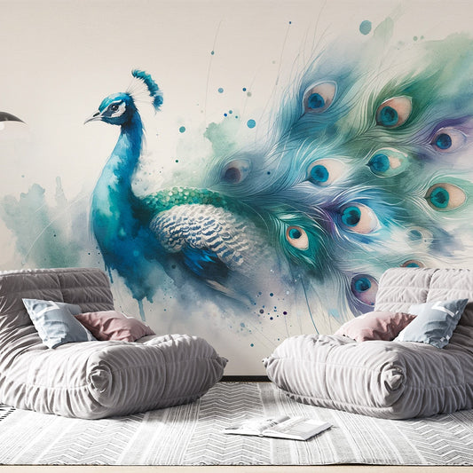Tapete Pfau | Bunte Pfauenfedern Tapete