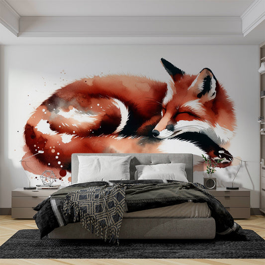 Fuchs Tapete | Aquarell eines schlafenden Fuchses