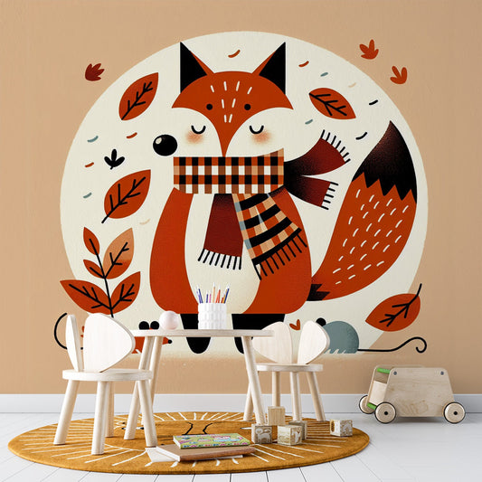 Fuchs Tapete | Winter, Schal und kleine Maus