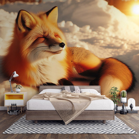Fuchs Tapete | Sonne und schneebedeckter Boden