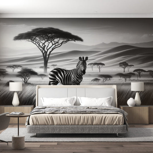 Tapete Afrika | Zebra in Schwarz und Weiß