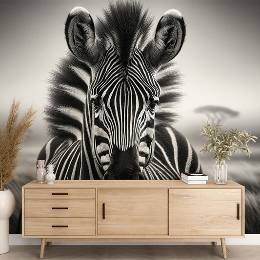 Zebra Tapete | Von Angesicht zu Angesicht in der Savanne