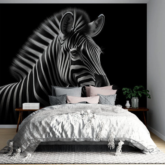 Zebra Tapete | Design auf schwarzem Hintergrund