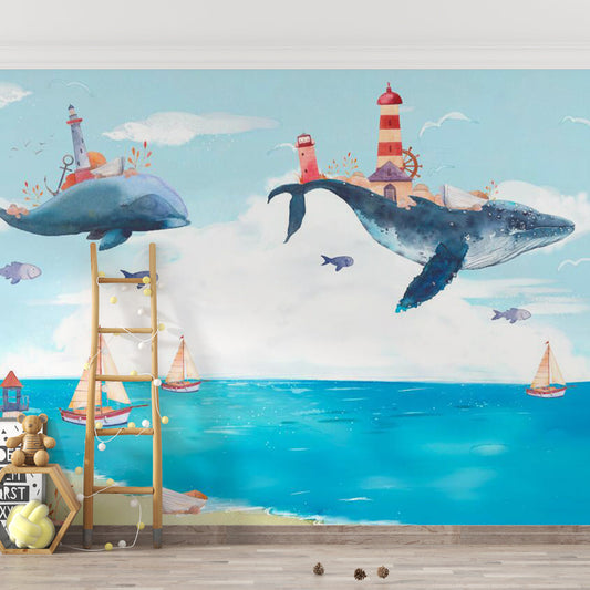 Tapete Kinderzimmer | Wal und magischer Ozean Nr. 038