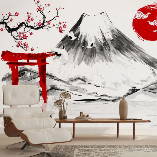 Japanische Tapete | Kirschblüte und Mount Fuji Nr. 001