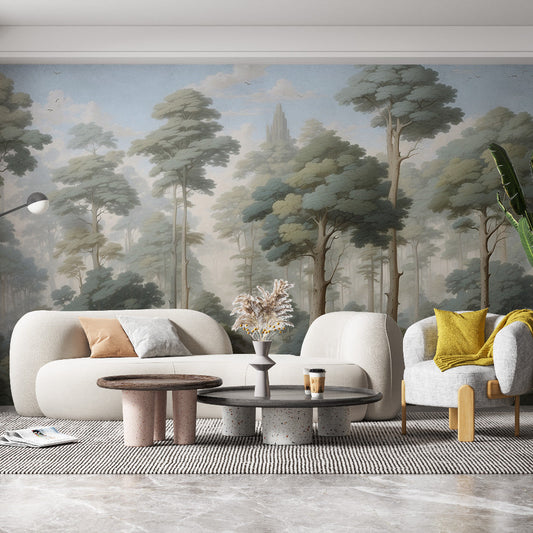 Tapete Baum | Laub- und grüner Baumwald