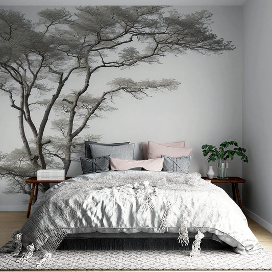 Tapete Baum | Realistisch in Schwarz und Weiß