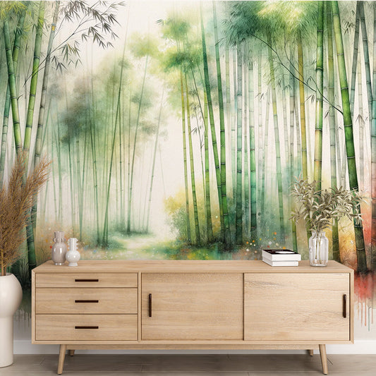 Bambus Tapete | Mehrfarbige Aquarell Tapete