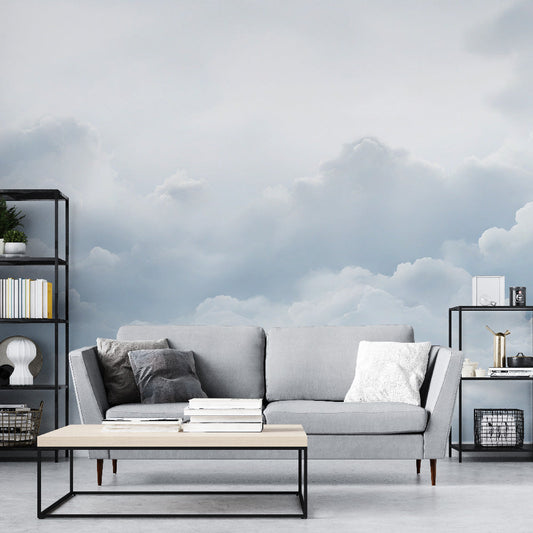 Wolken Tapete | Realistischer Himmel mit blauen und grauen Wolken