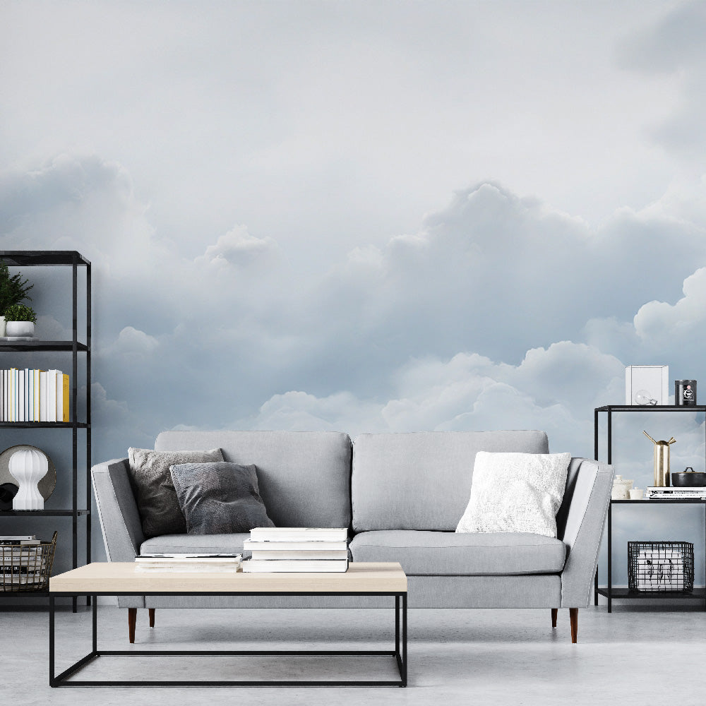 Wolken Tapete | Realistischer Himmel mit blauen und grauen Wolken